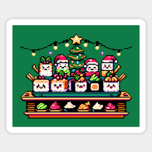 Retro Gaming Christmas Sushi - Vibrant Pixel Art for Holidays Magnet